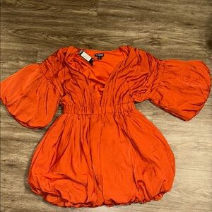 Puff Sleeve Hem Shift Dress